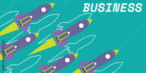 Rocket background and investment and financial charts. Investment and business background