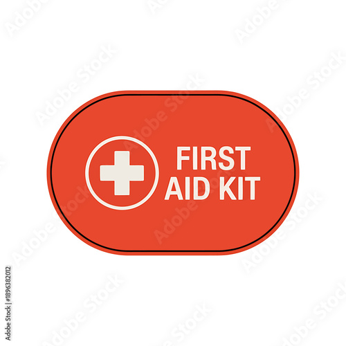 Red first aid kit icon with white medical cross symbol