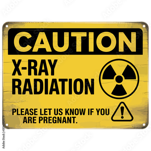 Caution xray radiation warning sign on white background