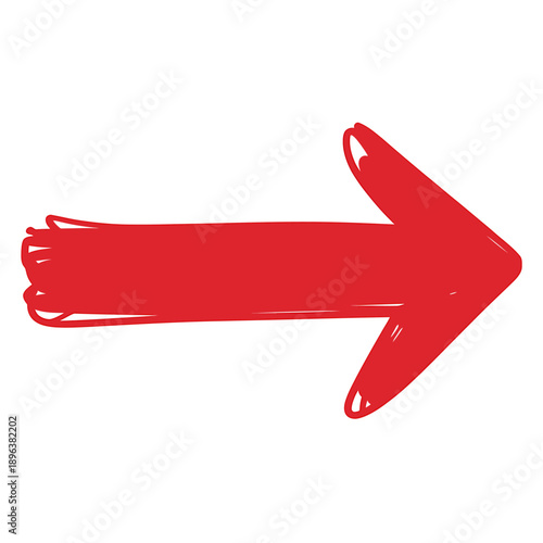 Red arrow pointing right on white background