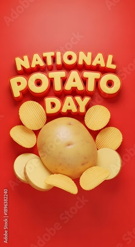National Potato Chip Day celebration with  Fries and Potatoes Illustration background
