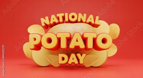 National Potato Chip Day celebration with  Fries and Potatoes Illustration background