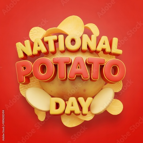 National Potato Chip Day celebration with  Fries and Potatoes Illustration background