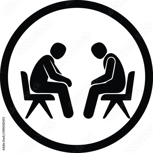 Isolated two distressed individuals sitting contemplating serious problem therapy discussion illustration vector