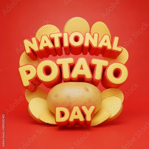 National Potato Chip Day celebration with  Fries and Potatoes Illustration background