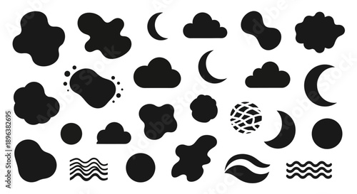 Abstract Black Graphic Shapes Collection for Modern Design