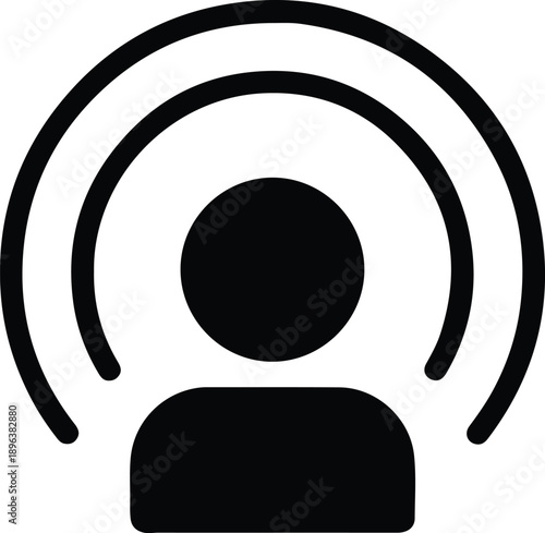 Silhouette Person broadcasting live with radio wave signal and data connection illustration vector