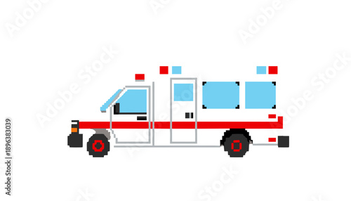 Pixel ambulance set, emergency ambulance, medical transport, emergency vehicle, hospital rescue service, urgent care response, paramedic transport, lifesaving service, emergency healthcare, city ambul