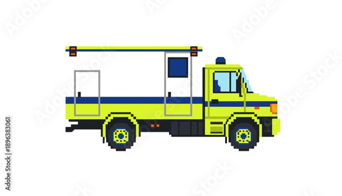 Pixel ambulance set, emergency ambulance, medical transport, emergency vehicle, hospital rescue service, urgent care response, paramedic transport, lifesaving service, emergency healthcare, city ambul