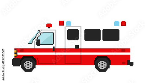 Pixel ambulance set, emergency ambulance, medical transport, emergency vehicle, hospital rescue service, urgent care response, paramedic transport, lifesaving service, emergency healthcare, city ambul