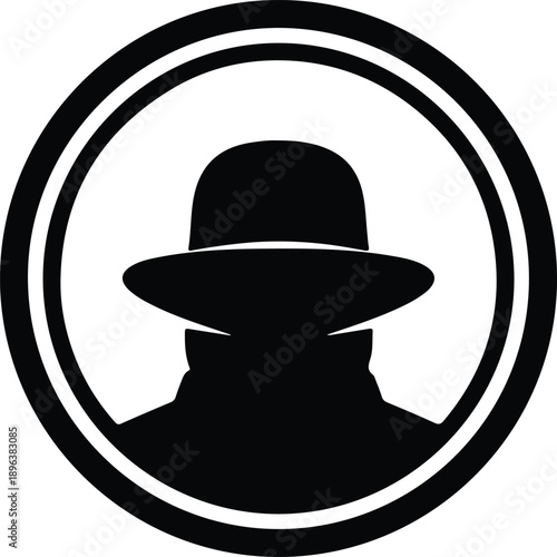 Isolated mysterious man in fedora hat and trench coat silhouette icon illustration vector