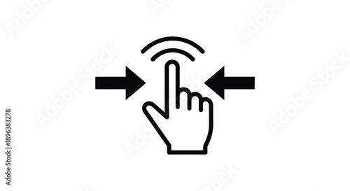 Icon indicating touch gesture for zooming out or pinching action