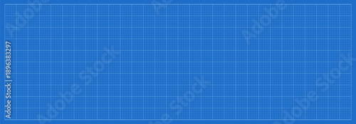 Blueprint grid. Metric graph paper bg. Blue blank mm horizontal sheet for technical drawing, engineering sketch, architectural design, school projects. Tech simple linear background. Vector illustrati