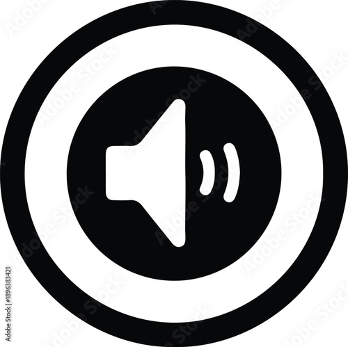Isolated loudspeaker sound volume max icon in a modern circular button illustration vector