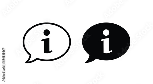 Two distinct information icons displayed as speech bubbles representing data