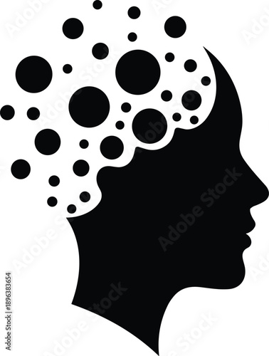 Abstract human mind logo with brain thought bubble concept