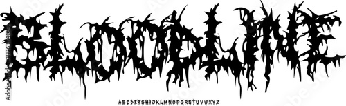 "Bloodline" Brutal Death Metal Font Alphabet - Intricate Spiky Distorted Typeface with Horror Root Aesthetic for Extreme Metal Band Logos, Underground Music Branding, Dark Streetwear Apparel