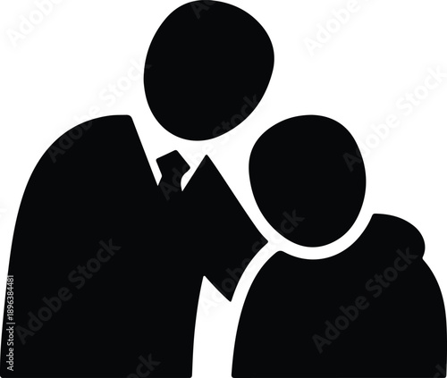 Isolated adult comforting child offering support and care silhouette illustration vector
