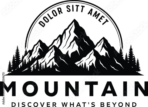 Bold mountain adventure logo with rugged peak illustration designed for travel companies, outdoor exploration brands, hiking clubs and nature tourism business identity
