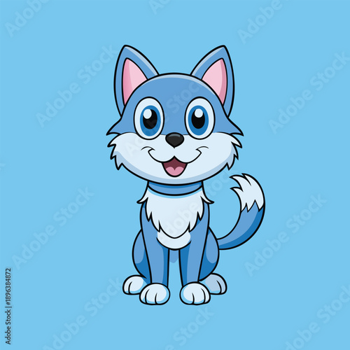 Cute cartoon blue dog sitting