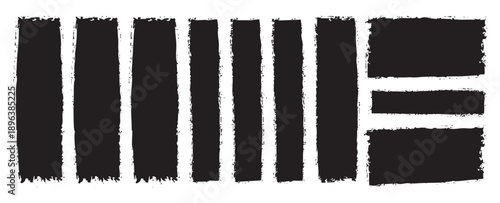 Vertical and horizontal grunge bars set with black ink textures for creative layout decoration