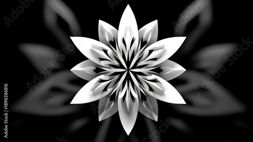 Abstract Photo White Lotus Flower with Dark Background image layered
