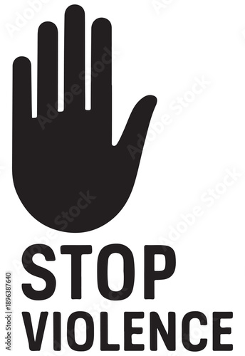 Stop violence sign with raised hand gesture