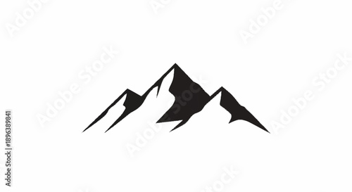 Silhouette of majestic mountain peaks against a white background.