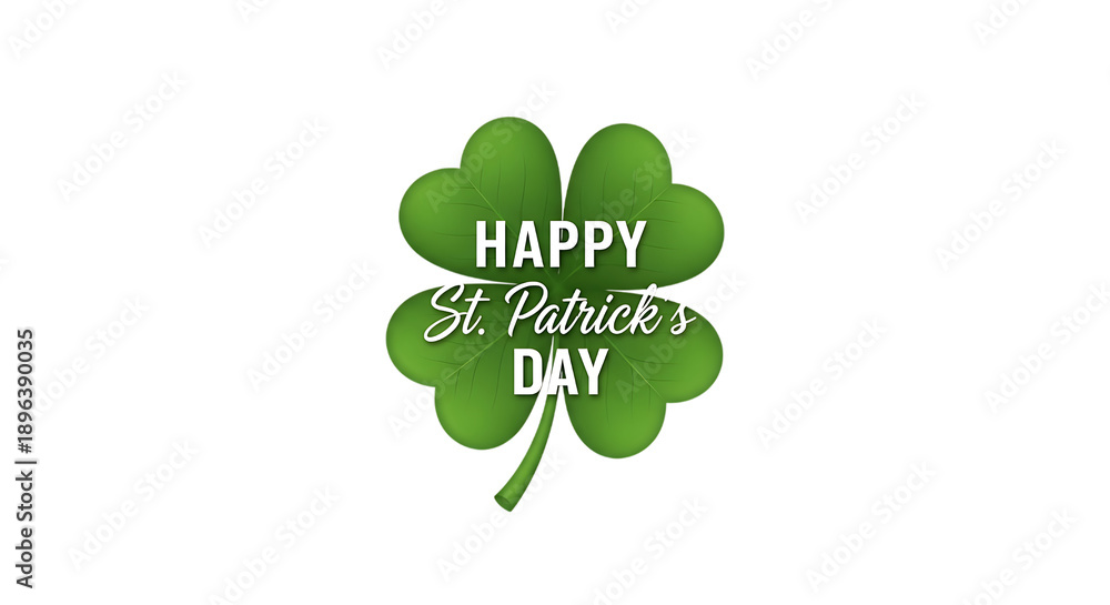 Fototapeta premium Happy st patrick's day four leaf clover isolated on transparent background