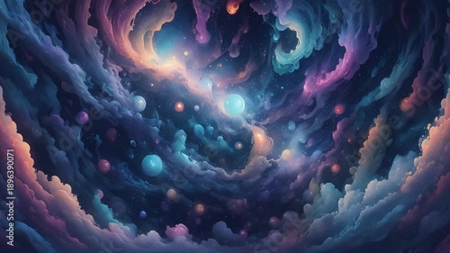 Soft Neuron PAstel Space Travel animation and Vibes. Infinite Loop, Seamless morphing loop video