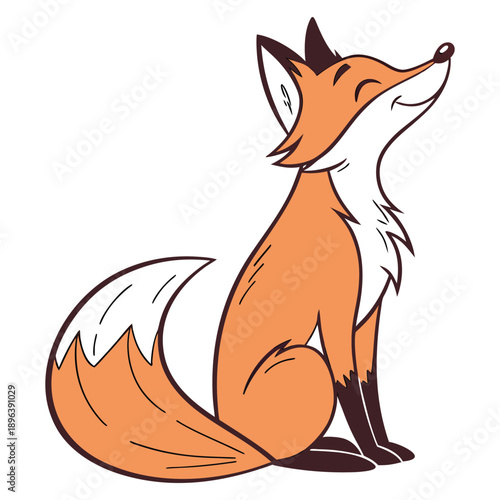 Cute Yet Realistic Sitting Fox Vector