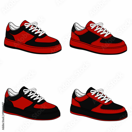 ilustration sneaker with black red color