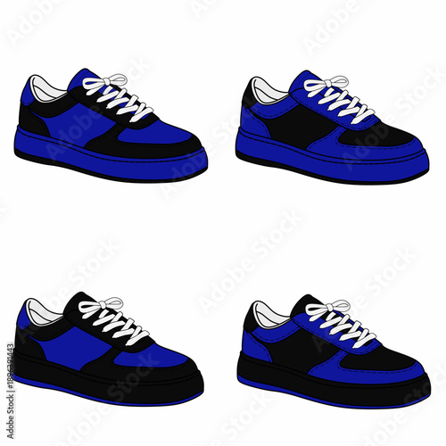 ilustration sneaker with black blue color