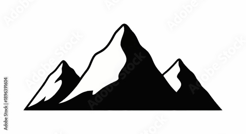 Stylized Black and White Mountain Peaks Illustration.
