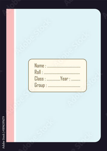 Simple Light Blue Notebook Cover with Name Label for School