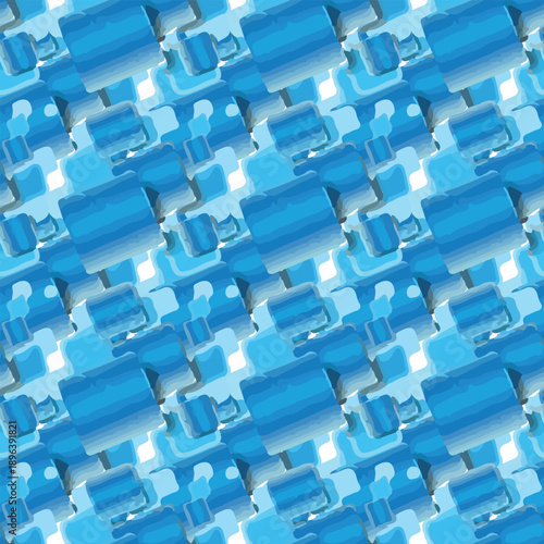 Abstract blue geometric pattern with layered shapes creating a dynamic visual effect.