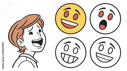 set of funny cartoon faces