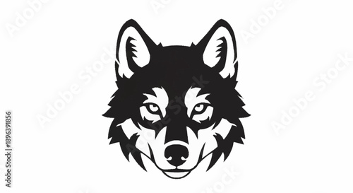 Stylized Black and White Wolf Head Silhouette.