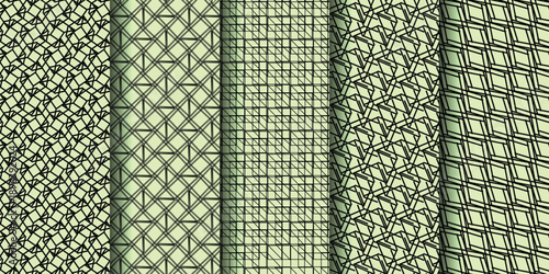 Abstract patterns showcasing intricate geometric designs in soft green tones.