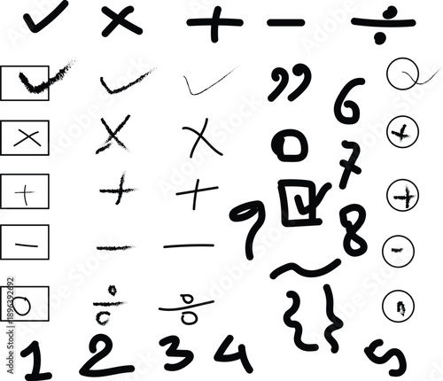 Vector graphics illustration of mathematical symbols and numbers