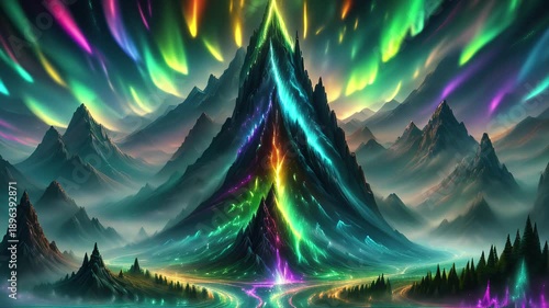 Rainbow Mountain Aurora. Vivid and Sharp Vibes. Infinite Loop, Seamless morphing loop video
