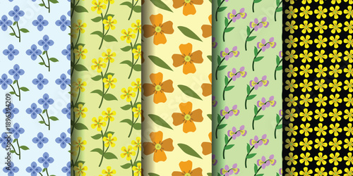 Bright floral patterns in vibrant colors, perfect for spring decor and textile designs.