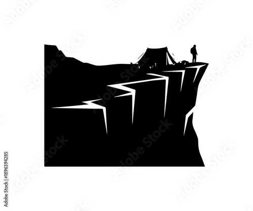 Cliff Edge Adventure Silhouette Vector Art