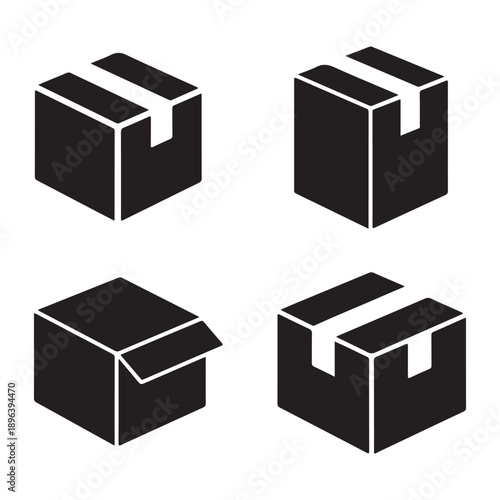 Minimal delivery box silhouette vector icon for transport concept