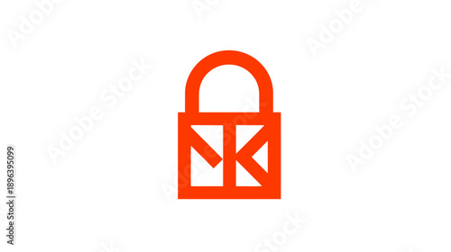 Modern Orange Padlock Icon for Digital Security, Protection, Privacy, and Access Control. Simple Graphic Symbol of Lock.