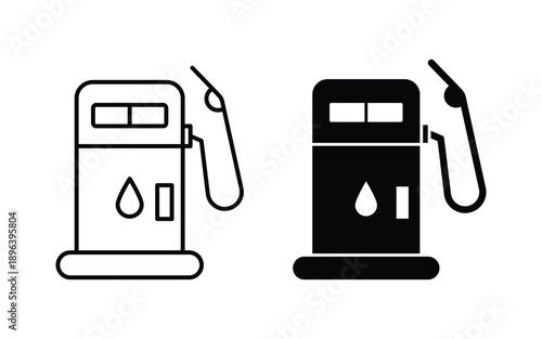 fuel gas station icon set. Gas Pump Icon Set. Gas station icon symbol in filled and line style.