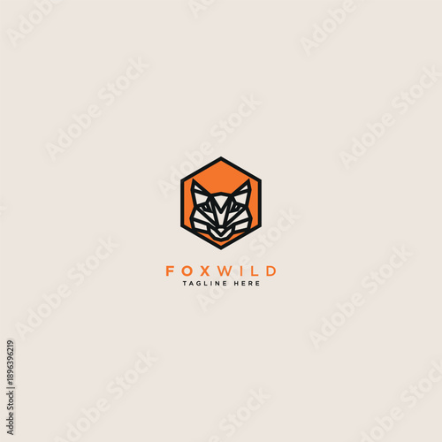 Fox animal logo design vector illustration template