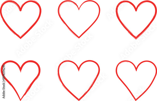 Heart outline icon set with love romance valentine and relationship symbols collection in simple vector style