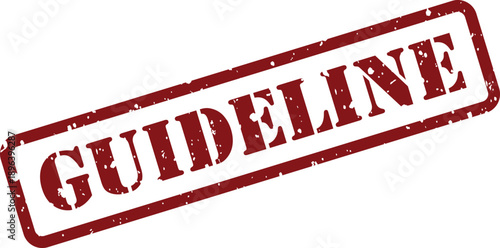 A distressed red rubber stamp featuring the important word GUIDELINE diagonally on a clean white background