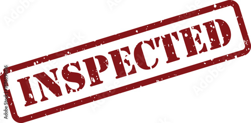 A prominent red rubber stamp showing the word INSPECTED in a rugged style on a simple white surface